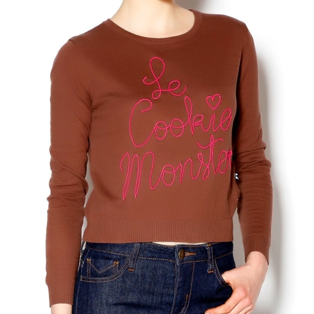 Kling Cropped Brown Le Cookie Monster Sweater